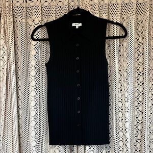 Madewell Black Sleeveless Button-Down Shirt